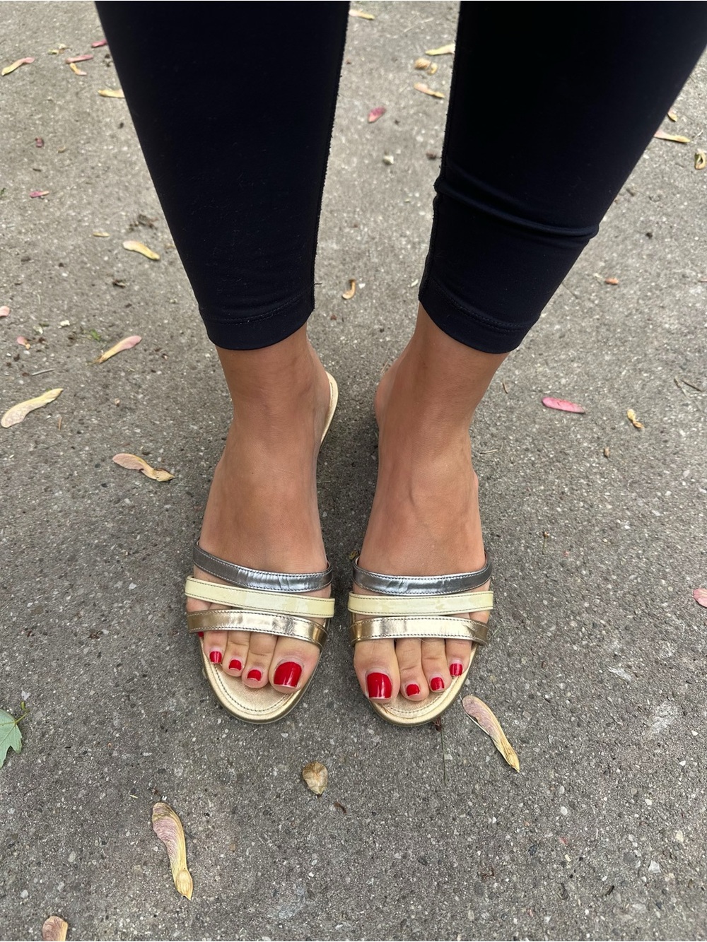 Vintage Prada Metallic Slide Sandals - Gold & Silver